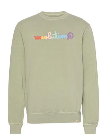 Garment Dyed Regular Fit Crewneck With Print Green Revolution