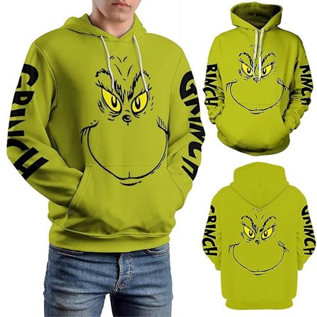Jul The Grinch 3D Print Hættetrøjer Mænd Kvinder Hættetrøje Grøn Monster Pullover Jumper Casual Toppe Gave