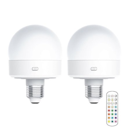 USB Oppladbar Lyspære med Fjernkontroll Timer Dimbar Enkel å Installere Batteridrevet E27 Lyspære RGB Lampe LGL
