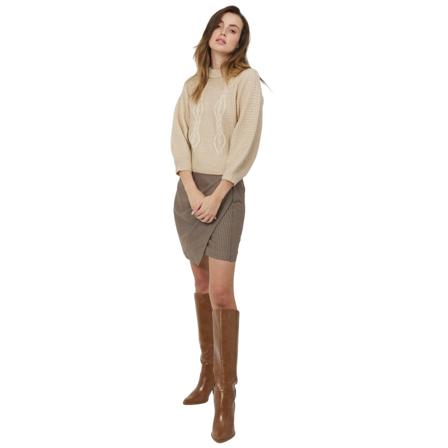 Silvian Heach, Crewneck sweater with inlays Beżowy, Kobieta, Rozmiar: XL