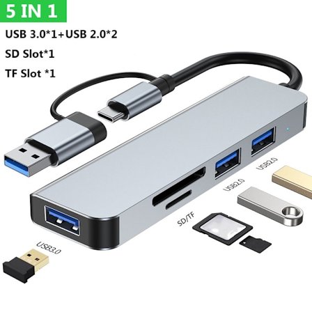 USB C Hub USB 3.0 Type-C Splitter Multiport Dock Station 5 IN 1