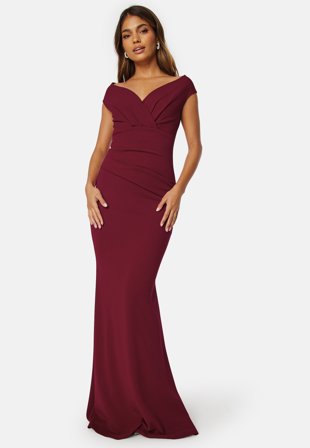 Goddiva Bardot Pleat Maxi Dress Klær