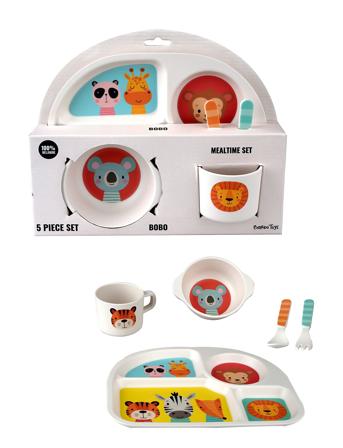 Safari Friends 5 Pcs Colourful Mealtime Set Home Meal Time Dinner Sets Multi/patterned Barbo Toys