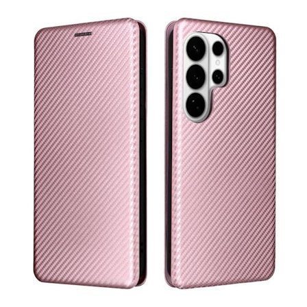 Mobilskal till Samsung Galaxy S26 Ultra Kolfiber Stöttåligt Konstläder Roséguld