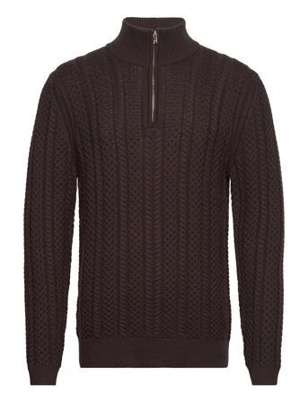 Bantham Knitwear Half Zip Pullover Brun Reiss*Betinget Tilbud