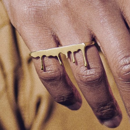 Fahrenheit | Anel Duplo em Aço Dourado Fundente para homens - Anéis em aço