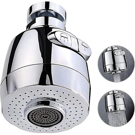 360-graders roterende sølvskumsvandhane: Vandbesparende vandhane-filterregulator til køkken og badeværelse