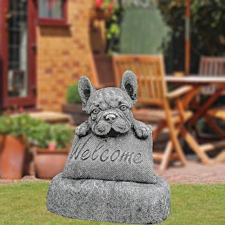 Fransk bulldog statue have dekoration til haven velkomsthilsen i harpiks håndværk dyre velkomsthilsen skulptur ornament til hjem græsplæne gård 