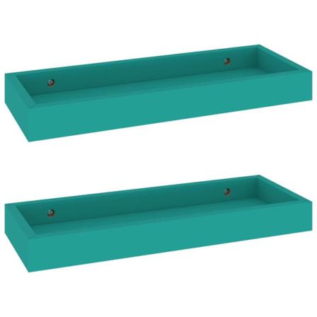Vidaxl Vägghyllor Med Kant 2 St Blå 40x15x4 Cm Mdf Blå