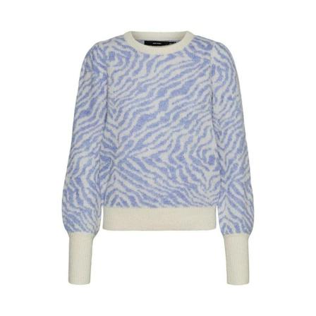 Vero Moda, Round-neck Knitwear Blauw, Dames, Maat:M,animal