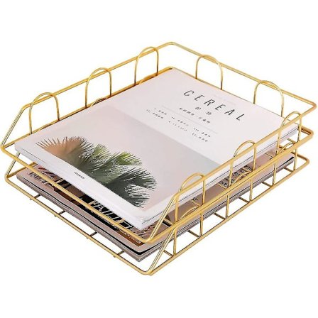 2 kpl Kultaisen Rautaverkon Työpöydän Järjestäjä Kirjelaatikko Lokero Paperikori Kirjelaatikko