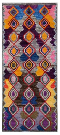 Anudada A Mano Berber Colourful Alfombra 82X205 De Lana Negro/Rojo Oscuro Pequeño