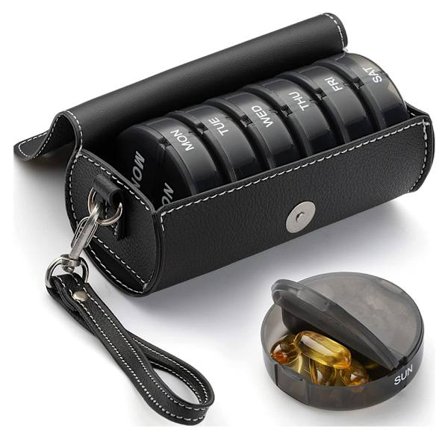 1 stk. (Svart) Etui Ukentlig Pilleboks Organizer 2 Ganger Om Dagen