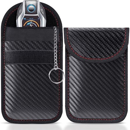 2 stk. Faraday taske pose til bilnøgler tyverisikring fjernbetjening nøglefri beskyttelse bilnøgle signalblokering pose nøglefri adgang bilnøgler etui