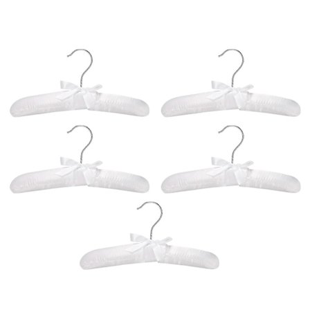 Luksus satinpolstrede børnetøjsbøjler, 5 stk. bøjler til garderobeorganisering - hvid