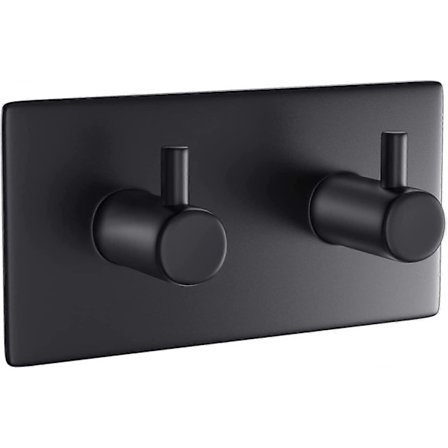 Dobbelt Mat Sort Håndklædeholder, Selvklæbende, Klæbrige Kroge, Væg, Rustfrit Stål, Vægkroge til Ophængning, Badeværelseskroge [DB]