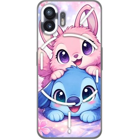 Kompatibel Mobilcover til Nothing Nothing Phone (2) Sød kawaii illustration med pink og blå fantasidyr, store øjne og bløde farver perfekt til bø