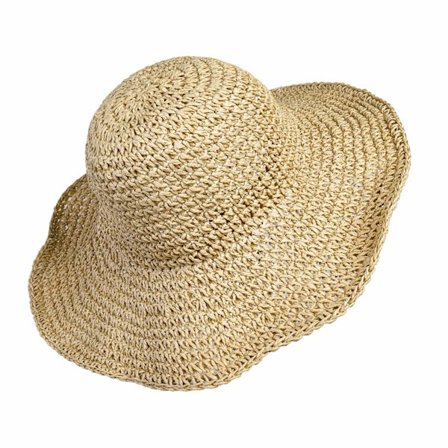 Women's Straw Hat Beach Foldable Sun Hat, Large Ladies Paper Floppy Braid Wide Brim