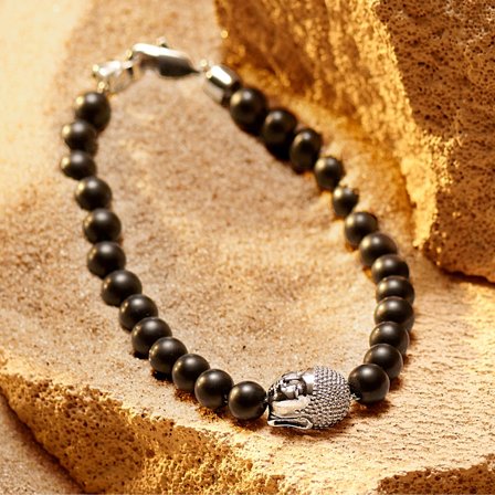 Unity | Pulsera de ónix con Buda para hombres - Pulseras de perlas