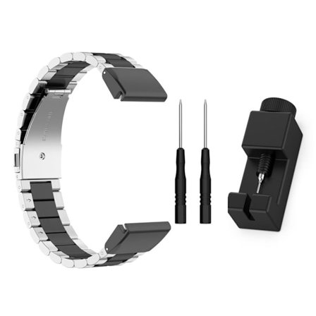 Garmin Fenix 6X / 5X / 3 ruostumattomasta teräksestä valmistettu ranneke - Hopea / Musta / Musta