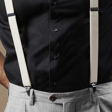 Smalle Ivoorkleurige Bretels voor mannen - Bretels met clips