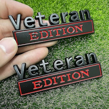 2-pak Veteran Edition Bilmærkat Emblem 3d Bogstaver Badge Udvendige Bil Lastbil Klistermærker, Sjove Bogstaver Dekaler Passer Til Køretøj, Lastbil, 