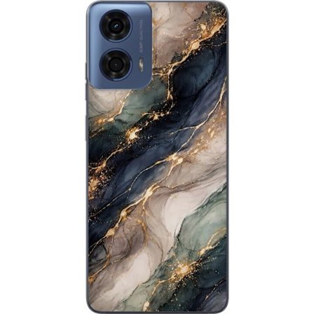 Kompatibelt Mobildeksel til Motorola Moto G24 Luksuriøs abstrakt marmor kunst i svart, hvitt og gull med elegante linjer, eksklusivt design for plaka
