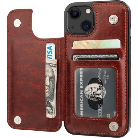 Kompatibel med iPhone 13 lommebokveske med kortholder, PU-lær