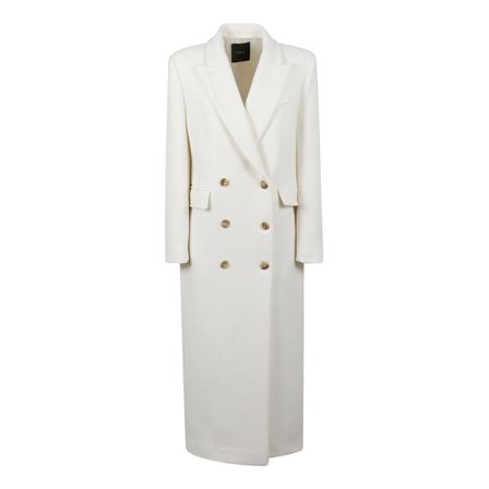 Pinko Double-Breasted Coats Hvid, Dame Uldfrakker