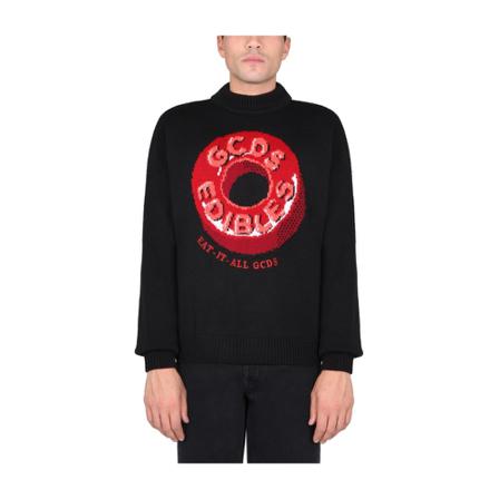 Gcds, Round-neck Knitwear Zwart, Heren, Maat:S