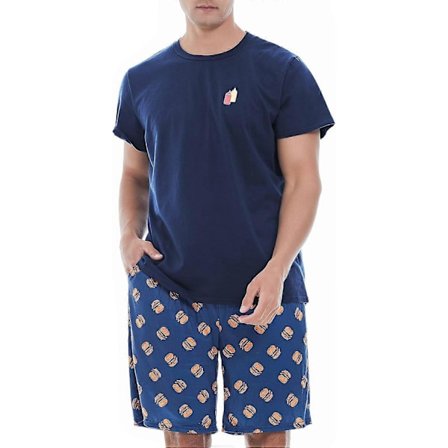 Herr Pyjamasset Kortärmad. Herr Pyjamas Shorts Set. Herr Sovkläder Pyjamasset