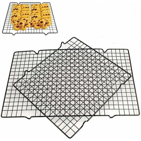 Rustfrit Stål Bageplade Kølestativ, Rektangulært Kagestativ, Non-Stick Stativ/Kølerist og Ovntilberedning til Småkager Kager Brød, 2 Stykker