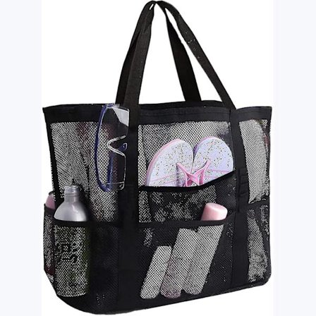 Mesh Pvc Strandveske Svart Stor Vanntett Tote Bærenett Vesker, Strandveske Ekstra Store Strandvesker