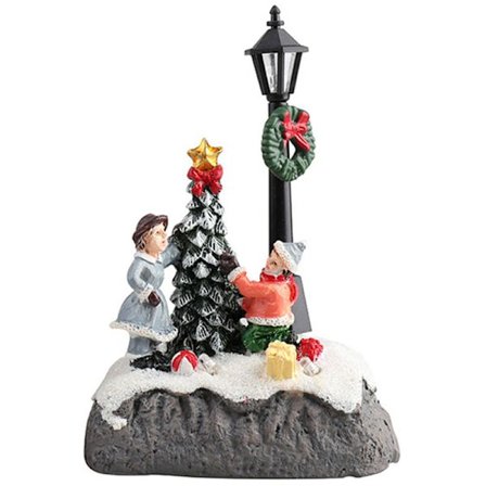 Jouluaiheiset miniatyyrilattiavalaisimet, hartsiset veistosnuket, kodin sisustuselementit, koristeet, loma-lahjat lapsille B