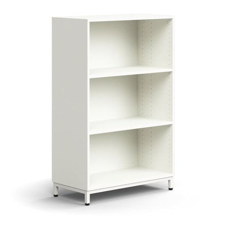 Bookcase QBUS, 2 shelves, leg frame, 1252x800x400 mm, white