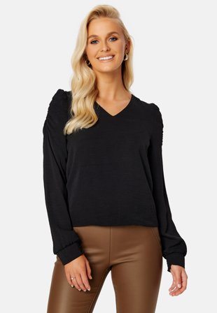 ONLY Mette LS Puffsleeve Top Black Klær