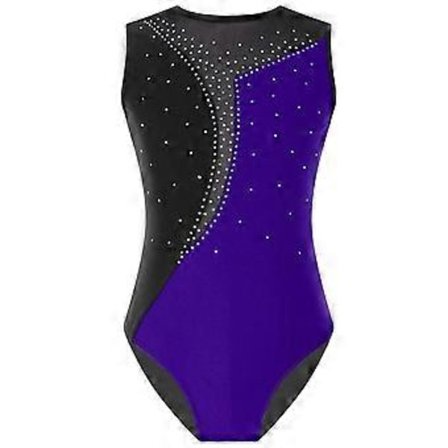 Ermeløs kontrastfarget turndrakt for jenter kunstløp turn danseklær (5-6 år lilla)