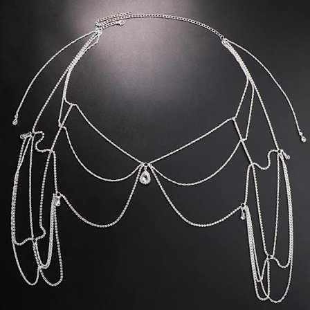 Bröllopsmultilager-Kedja med fransar och strass för axeln