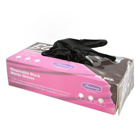 50 kpl kertakäyttöisiä kumihanskoja, mustia, puuterittomia, teksturoiduilla sormenpäillä, hanskat kotiin, kauneussalonkiin, M