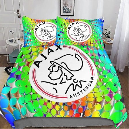 Ajax Logo Dynebetræk, D-print, Fodbold Sports Sengetøj Dynebetræk med Lynlåslukning og Pudebetræk King