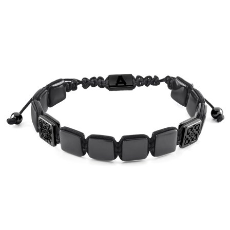 Elysian | Bracelet en perles plates en onyx noir pour hommes - Bracelets de perles