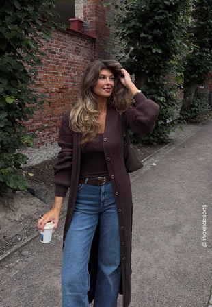 BUBBLEROOM Rib Knitted Cardigan Dress Klær