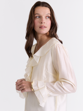 MATCH - Mya bluse - Va Vite - Str. 38 - Dame - Skjorter & Bluser - Hvit - 54% modal, 30% viskose og 16% polyester - resirkulert