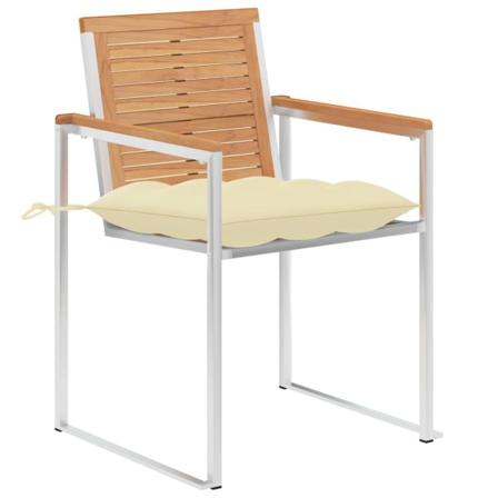 Vidaxl Trädgårdsstolar 2 St Med Dynor Massiv Teak Och Stål Creme