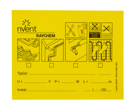 RAYCHEM U-ACC-LAB-05 Skylt värmekabelanläggning, Värme