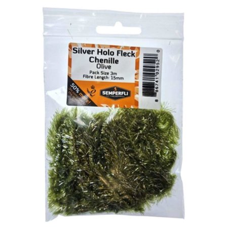 Semperfli Silver Tinsel Fleck 15mm Large - Olive