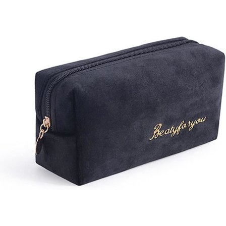Kosmetiktaske Rejse Makeup Taske Organizer Fløjl Toiletartikler Vasketaske Pose eller Pung Penalhus med Lynlås Bærbar Vaskbar