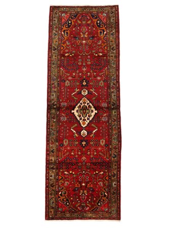 110X326 Alfombra Oriental Hamadan De Pasillo Rojo Oscuro/Negro (Lana, Persia)