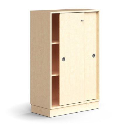 Schiebetürenschrank QBUS, abschließbar, 1257x800x400 mm, Birke