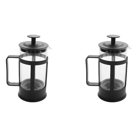 2X Fransk Press Kaffebryggare och Tekanna 12oz, Tjock Borosilikatglas Kaffepress Rostfri och Di